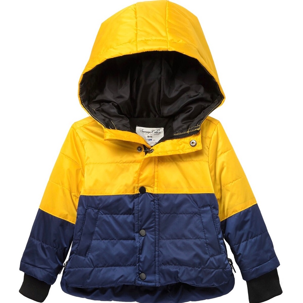 Winter Snow Jacket Blue and Yellow with Hood 12m